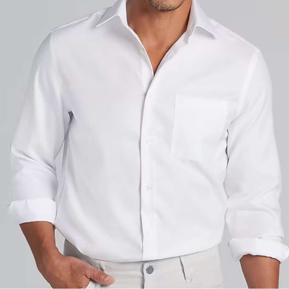 Pronto Uomo White Non-Iron Men’s Dress Shirt, Size 16(34-35)